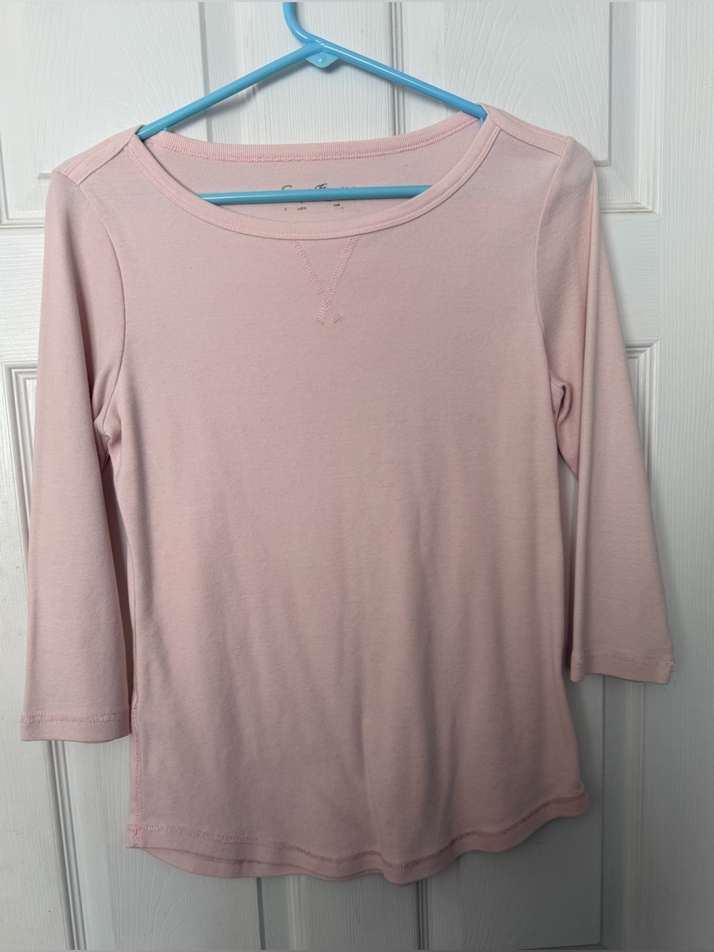 Women's Light Pink Scoop Neck Long Sleeve Top